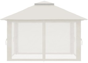 Outsunny Tenda Dobrável Pop-UP 3,92x3,92x2,83m Tenda de Jardim com Altura Ajustável Proteção UV50+ Teto Duplo Rede Mosquiteira e Bolsa de Transporte com Rodas para Festas Campismo Bege