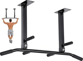 HOMCOM Barra Elevação Parede Pull-Up Aço Treino Casa Carga Máxima 150 kg 1055x280x490 cm Design Ergonómico Preto | Aosom Portugal