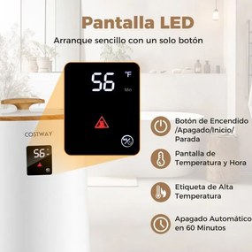 Aquecedor de toalhas para casa banho de 18 L com tela LED e desligamento automático Cubo portátil branco