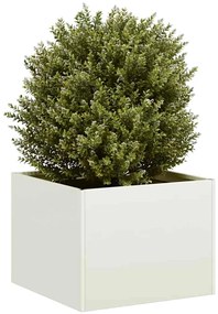 Vaso/floreira 40x40x30 cm aço branco