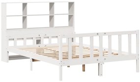 Cama com estante sem colchão 160x200 cm pinho maciço branco