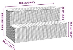 Degrau p/ hidromassagem 100x50x50,5 cm PE e acácia maciça bege