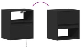 Móvel de parede para TV com luzes LED 41x31x45 cm preto