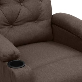 Poltrona de massagens elétrica reclinável tecido castanho