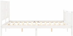 Cama sem colchão 160x200 cm madeira de pinho maciça branco