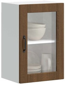 vidaXL Armário de parede cozinha porta vidro Porto carvalho castanho