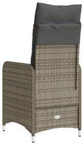 Cadeiras jardim reclináveis 2 pcs c/ almofadões vime PE cinza