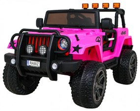 Jipe elétrico para Crianças 24V 4x4 2 Lugares The Monster Jeep Rodas de EVA, Assento de couro Rosa