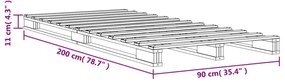 Cama de paletes 90x200 cm madeira de pinho maciça castanho cera