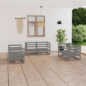 vidaXL 6 pcs conjunto lounge de jardim pinho maciço cinzento