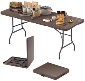 Mesa de piquenique de 180 cm com superfície em HDPE portátil para acampar Café