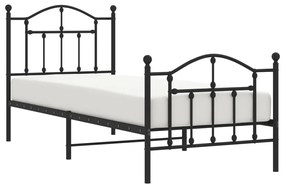 Estrutura de cama com cabeceira e pés 90x200 cm metal preto