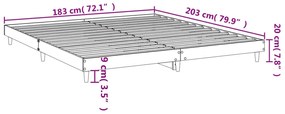 Estrutura de cama 120x200 cm derivados de madeira cinza cimento