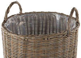 Conjunto de 2 vasos para plantas em rattan cor de areia BITOLA Beliani