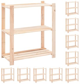 10 unidades arrumação 3 prateleiras 80x38x90cm pinho 150 kg