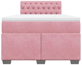Cama boxspring com colchão 120x200 cm veludo rosa