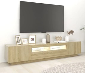 Móvel de TV com luzes LED 200x35x40 cm carvalho sonoma