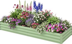 Floreira de Jardim Retangular, 241 x 905 x 30 cm, Chapa de Aço Ondulada, Verde-Claro