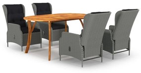 vidaXL 5 pcs conjunto de jantar para jardim cinzento-claro