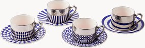 Chávenas de café em porcelana com pires Aunty, conjunto de 8