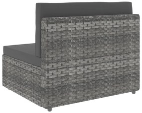 6 pcs conjunto lounge de jardim vime PE cinzento