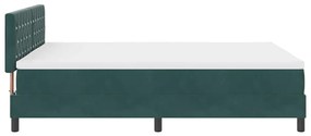 Cama Box Spring com Colchão e LED Verde Escuro 140x190 cm Veludo