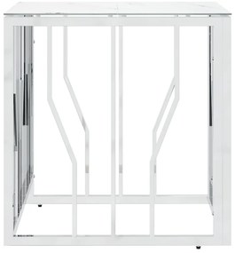 Mesa de centro 50x50x50 cm aço inoxidável e vidro prateado