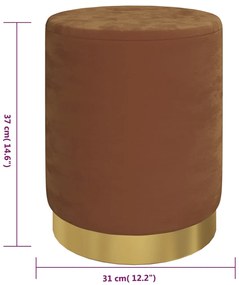 Banqueta com arrumação redonda veludo 31 x 37 cm castanho