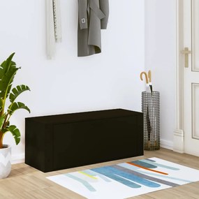 vidaXL Sapateira de parede 100x35x38 cm derivados de madeira preto