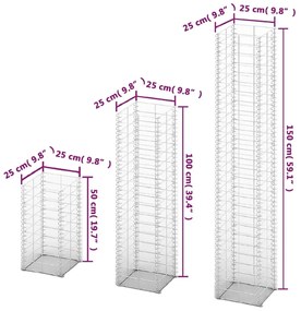Conjunto de gabiões 3 pcs arame galvanizado