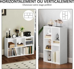 Estante com 5 compartimentos, para sala de estar, quarto ou escritório, 50 x 24 x 80 cm, branca
