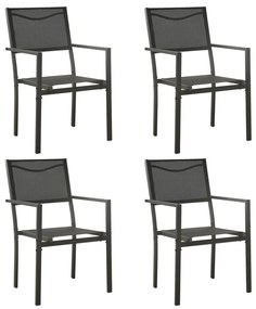 vidaXL Cadeiras de jardim 4 pcs textilene e aço preto/antracite