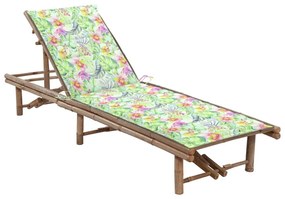 vidaXL Espreguiçadeira de jardim com almofadão bambu