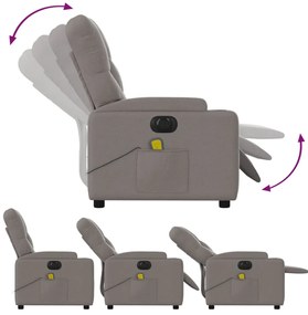 Poltrona reclinável massagens elétrica tecido cinza-acastanhado
