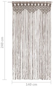 Cortina em macramé 140x240 cm algodão cinzento-acastanhado