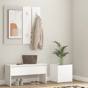 3082053 vidaXL Conjunto de móveis de corredor derivados de madeira branco
