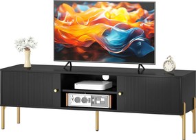Móvel TV para Televisão até 65 Polegadas, 140 x 38 x 45,9 cm, Portas Caneladas, Preto