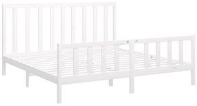 Cama sem colchão 200x200 cm madeira de pinho maciça branco