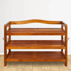 Sapateira em madeira de acácia com 3 prateleiras 85 x 26 x 62 cm Castanho