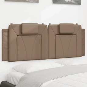 vidaXL Almofadão de cabeceira 140 cm couro artificial cappuccino