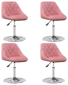 vidaXL Cadeiras de jantar giratórias 4 pcs veludo rosa