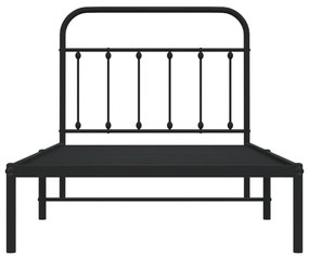 Estrutura de cama com cabeceira 100x190 cm metal preto