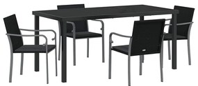 Conjunto de Jantar de Jardim com 5 Peças e Almofadas - Rattan Poliéste