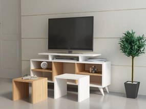 Móvel TV Kutay – Branco e Teca – 120x56,9x29,5 cm