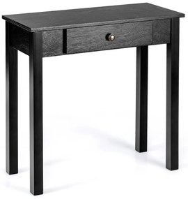 Mesa consola com gaveta Mesa de entrada com pernas de madeira para sala de estar Corredor Espaço pequeno 71 x 30 x 71 cm Preto