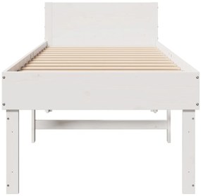 Cama sem colchão 75x190 cm madeira de pinho maciça branco