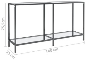 Mesa consola transparente 140x35x75,5 cm vidro temperado