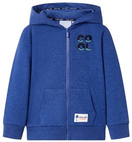 Sweatshirt para criança com capuz e fecho azul-escuro mesclado 140