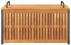 Caixa p/ almofadões de exterior 85x45x45/53cm acácia maciça/aço