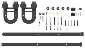 Kit de ferragens para porta deslizante 183 cm aço preto